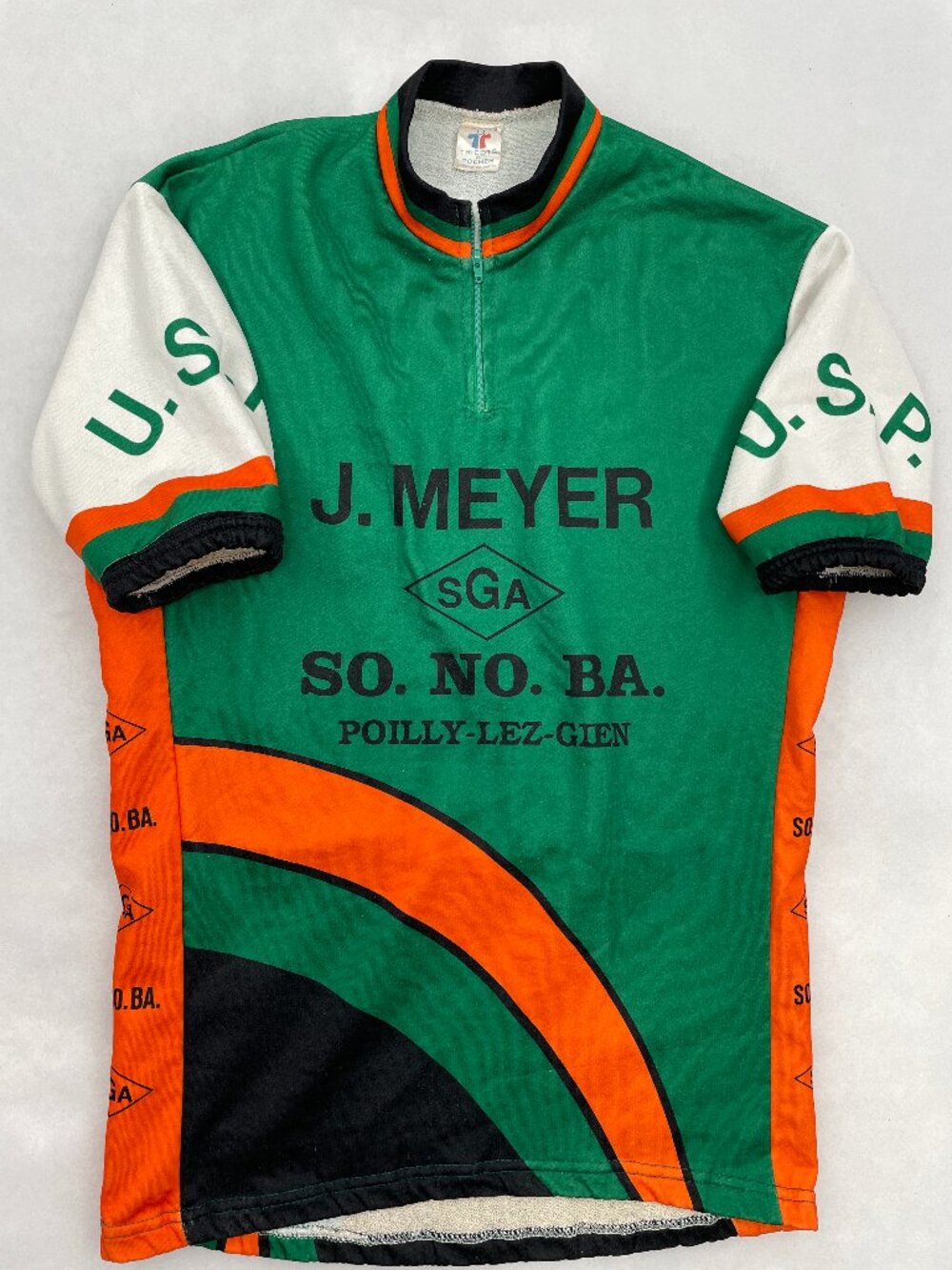 Vintage 90s Tricots du Rocher France J. Meyer Cycling Jersey Green Men's Large